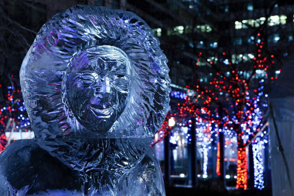 "Toronto, Canada - February , 19, 2010: Ice Sculpture Exhibit in the Village of Yorkville Park,Toronto,Canada"