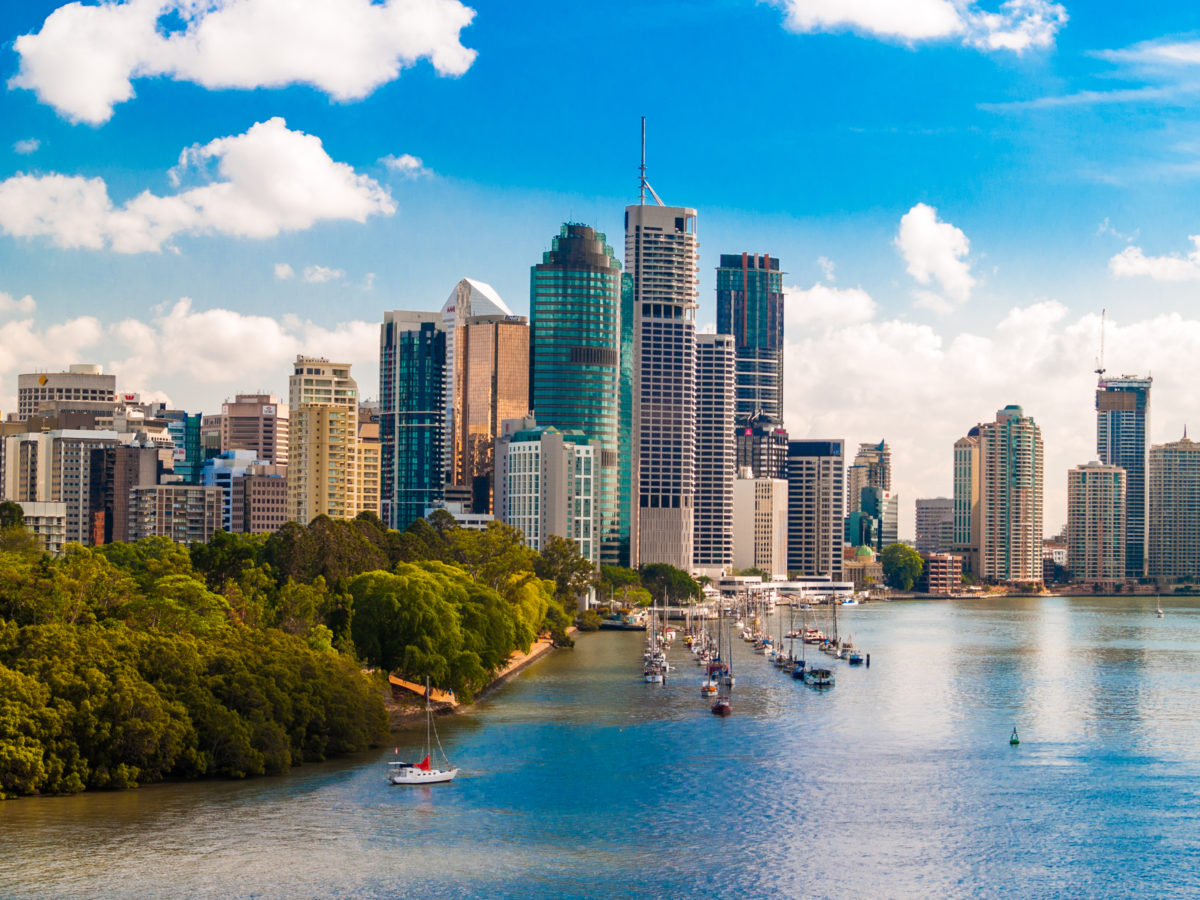 Brisbane city central business district skyline by day