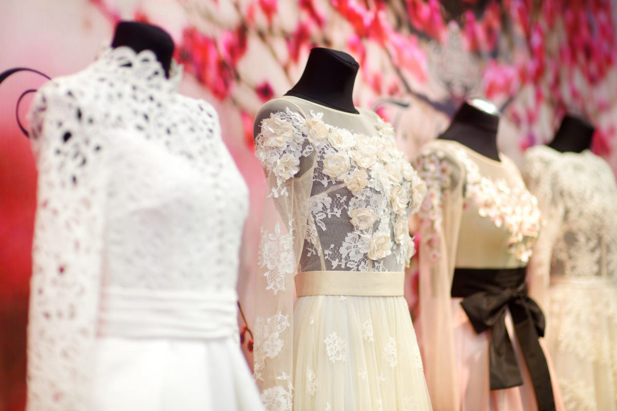 Beautiful wedding dresses on a mannequins